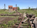 At the end of the day, the frog is in place, bolted into the track, although ties still need to be installed under it.